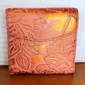 Patricia Nash Metallic Orange / Coral Trifold Wallet